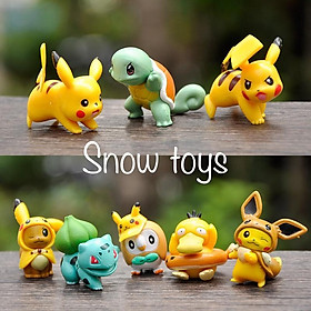 Mô hình Pikachu - Trọn bộ 8 mô hình Pikachu Bubasaur Squirtle Eevee