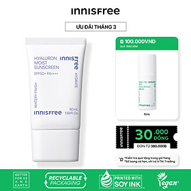 Kem chống nắng dưỡng ẩm & cải thiện nếp nhăn innisfree Hyaluron Moist Sunscreen Essence Texture SPF50+ PA++++ 50 mL