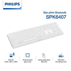 Bàn phím Bluetooth Philips SPK6407 - Hàng Chính Hãng - Màu trắng