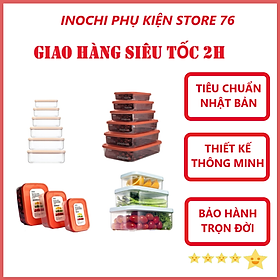 Combo 6 Hộp Đựng Thực Phẩm Chữ Nhật Hokkaido Sản Xuất Theo Tiêu Chuẩn Nhật Bản ( Tặng kèm 3 khăn lau đa năng pakasa) - Hàng Chính Hãng