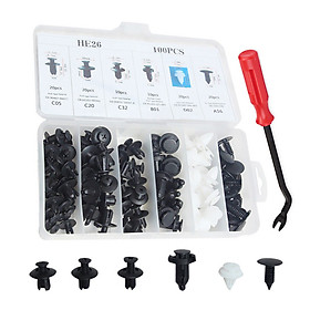 Bộ 100 món kèm keph đinh tán ô tô bằng nhựa và dụng cụ tháo lắp thông minh