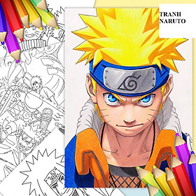 Mua Tranh tô màu Anime Naruto combo 20 tấm khổ giấy A4 1874