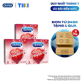 Bộ 3 Bao Cao Su Durex Sensual Strawberry - Hộp 3 chiếc
