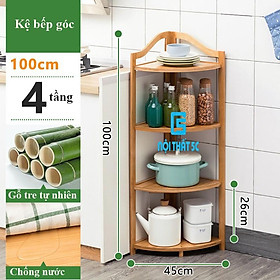 KỆ ĐỂ ĐỒ BẾP, KỆ ĐA NĂNG GÓC TƯỜNG BẰNG GỖ TRE CAO CẤP - KỆ GÓC 4 TẦNG, 5 TẦNG