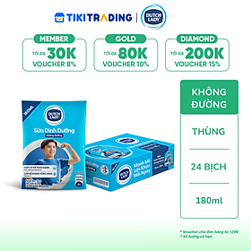 Thùng 24 Bịch Sữa Dinh Dưỡng Dutch Lady Không Đường 24x180ml