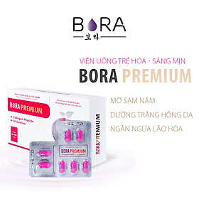 Viên uống trắng da Bora Premium giúp trẻ hóa và sáng mịn làn da hộp 4 vỉ