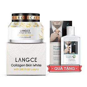 Collagen Skin White Cream 24k Trắng Da, Giữ Ẩm Chống Lão Hóa 50ml cho Nam TẶNG Gel Vệ Sinh Vùng Kín Nam 100ml LANGCE