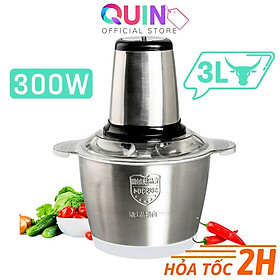 Mua Máy Xay Thịt Cối Inox 3L Công suất 300W 4 Lưỡi Đa Năng - Máy Xay Sinh Tố Thực Phẩm Đa Năng + Tặng Kèm 1 Lưỡi Dự Phòng