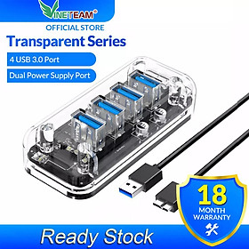 Mua Hub Chia 4 Cổng VINETTEAM F4U-U3 USB 3.0 5Gbps Trong Suốt Dành Cho PC MÁY Tính Để Bàn - Hàng Chính Hãng