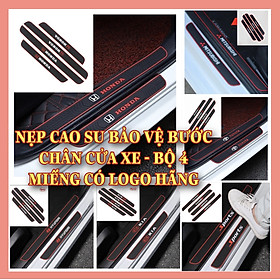 Bộ 4 Nẹp Cao Su Chống Xước Bảo Vệ  Bậc Cửa Ô Tô Xe Hơi Có Logo Theo Hãng