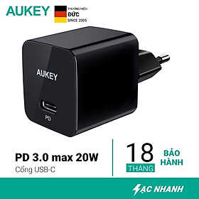 Mua Cốc sạc nhanh AUKEY PA-Y20S Power Delivery 20W - Cổng USB Type-C Tương Thích Nhiều Thiết Bị - Hàng Chính Hãng