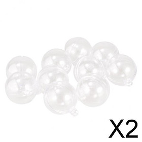 2x10pcs Clear Plastic Fillable Ball Ornaments Christmas Candy Box Crafts 3cm