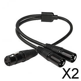 2x3Pin XLR Female Jack To Dual 2Male Plug Y Splitter Cable Adaptor Audio Cable