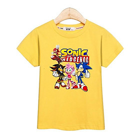HOT Áo Thun Cotton Tay Ngắn In Hình Sonic Thời Trang Mùa Hè Cho Bé Trai