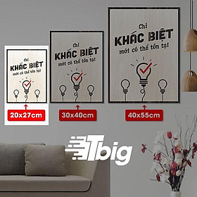 Tranh slogan trang trí văn phòng TBIG127 - Tranh tạo động lực chỉ khác biệt mới có thể tồn tại