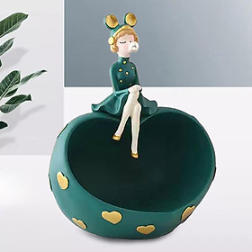 Storage Box Figurine Sculptures Holder Desktop Jewelry Trinket Ornament Dish Girl Resin Statues for Makeup Brush Cookie Counter Home Decors
