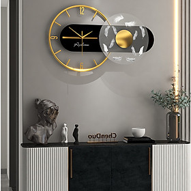 Đồng hồ treo tường trang trí phong cách Bắc Âu hiện đại 21129 size 60*36cm - Có đèn