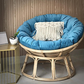 Mua GHẾ MÂY PAPASAN CAO CẤP - VẢI NHUNG- MÀU XANH DƯƠNG