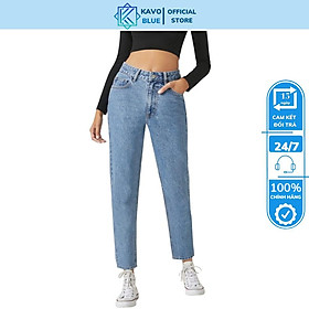 Quần Bò Nữ Dáng Baggy KAVO BLUE Cạp Lưng Cao Trơn JG100-10