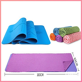 Combo 2 dụng cụ Yoga :1 Thảm 6mm 2 lớp TPE êm ái dầy dặn + 1 Khăn trải thảm hạt Silicon chống trơn trượt thấm hút mồ hôi