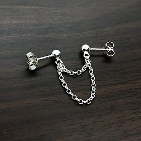 Bông tai lỗ đinh unisex phiên bản xích đôi hiện đại thời thượng