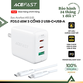 Mua Sạc Acefast PD3.0 65W 3 cổng USB-C+USB-C+USB-A (US) - A15 Hàng chính hãng Acefast
