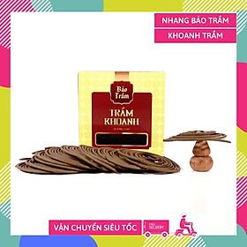 Nhang trầm khoanh Bảo Trầm cháy 4h nhang thiền và thờ cúng cao cấp - Hộp vàng 50g 20 khoanh + tặng hồ lô gỗ cắm nhang