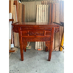 Mua Bàn Thờ Bàn Cúng-Bàn phật-Bàn gia tiên 1 tầng ngang 1m27 Gỗ Tràm Bông Vàng (FREESHIP 50 KM )