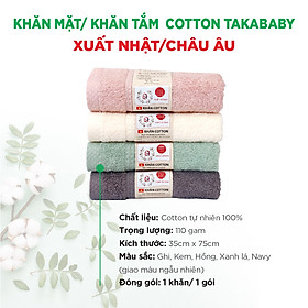 Mua 1 KHĂN MẶT / KHĂN TẮM COTTON CAO CẤP TAKABABY - XUẤT NHẬT/CHÂU ÂU  KT: 35x78CM -GIAO MÀU NGẪU NHIÊN