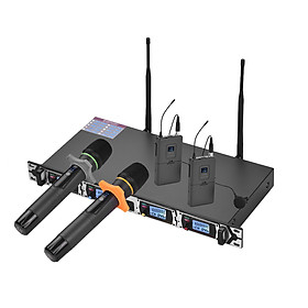 Hệ Thống Micro Không Dây UHF 4 Kênh Muslady D4-3 Và 2 Tai Nghe Cùng Bộ Chuyển Đổi