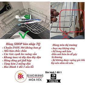 Kệ góc Inox không gỉ nhà tắm, nhà bếp, phòng khách dán tường siêu dính chịu lực 10kg