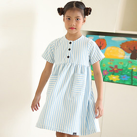 Đầm Bé Gái Thun Kẻ Sọc Xanh KIKA K101