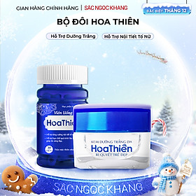 Bộ Đôi Trong Uống Ngoài Thoa Cân Bằng Nội Tiết, Dưỡng Trắng Sáng Da Viên Uống Hoa Thiên & Kem Dưỡng Trắng Da Hoa Thiên