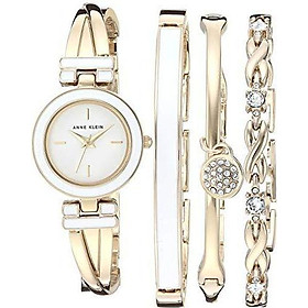 Anne Klein Women's Bangle Watch and Swarovski Crystal Accented Bracelet Set