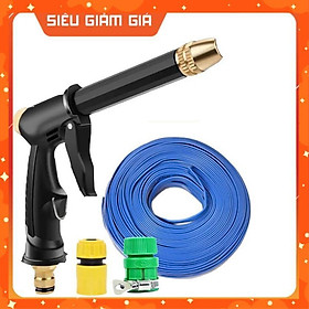 Bộ dây và vòi xịt rửa xe tưới cây tăng áp,vòi xịt rửa,vòi tưới cây 810-2621 (dây xanh dẹt- cút nối xanh)