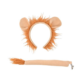 Animal Lion Costume Headwear and Tail Cosplay for Animal Themed Party Adult