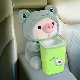 Soft Plush  Box Car Armrest Storage Box Trash Bin Trash Bag Garbage Can Car Accessories Cute Plush Animals Napkin Paper Organizer