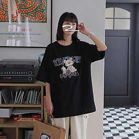Áo Thun Unisex Nam Nữ Phom Rộng In Hình Gấu ZQ33