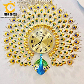 Mua Đồng Hồ Treo Tường Con Chim Công Kim Trôi Hm912 Nghệ Thuật Cao Cấp hiện đại 3D kích cỡ lớn 70*70cm