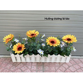 Chậu hàng rào hoa trang trí - Size từ 30cm đến 50cm - Cây giả, hoa lụa Decor trang trí nhà cửa