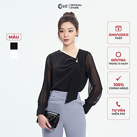 Áo Kiểu Nữ Phối Tà Ly Trước Chất Liệu Chiffon Cao Cấp 53ADH8008ST
