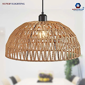 Đèn thả dây thừng SuperVilighting QUANTHUNG-BU treo trần cổ điển decor phòng khách - D300x H180 - Bóng Buld E27