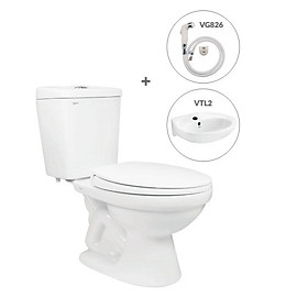 Mua Bàn cầu hai khối VT34+ Xịt VG826 + Chậu VTL2 (hoặc VTL3)