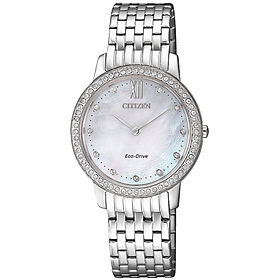 Đồng hồ nữ citizen đính đá swarovski dây thép không gỉ ex1480-82d - mặt xà cừ