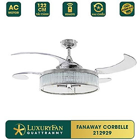 Quạt trần hiện đại FANAWAY CORBELLE - 4 cánh nhựa dẻo Acrylic, Tích hợp đèn trang trí, Hàng chính hãng