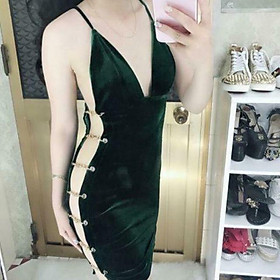 Đầm sexy khoét hông hở ngực phối xích cá tính