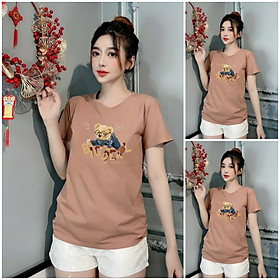 Áo thun nữ MXM cổ tròn form rộng in Gấu Big thun cotton 4 chiều từ 45-60kg ( ANU087 )