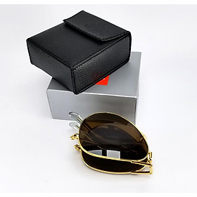 Mắt kính râm nam gấp DKYRBGTR, tròng thủy tinh phân cực chống tia UV. Gọng kim loại gập gọn tiện lợi