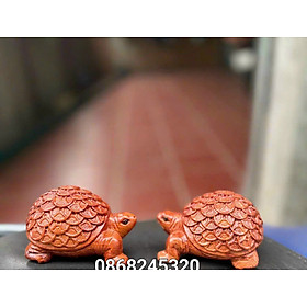 Tượng rùa kim quy tài lộc phong thủy bằng gỗ hương đá kt 9×6×5.5cm 
