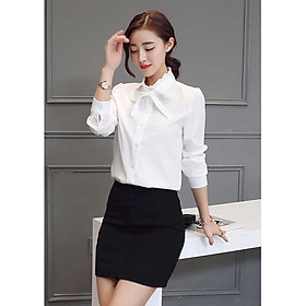 Sơ mi công sở cột nơ Đũi Việt DVSM120